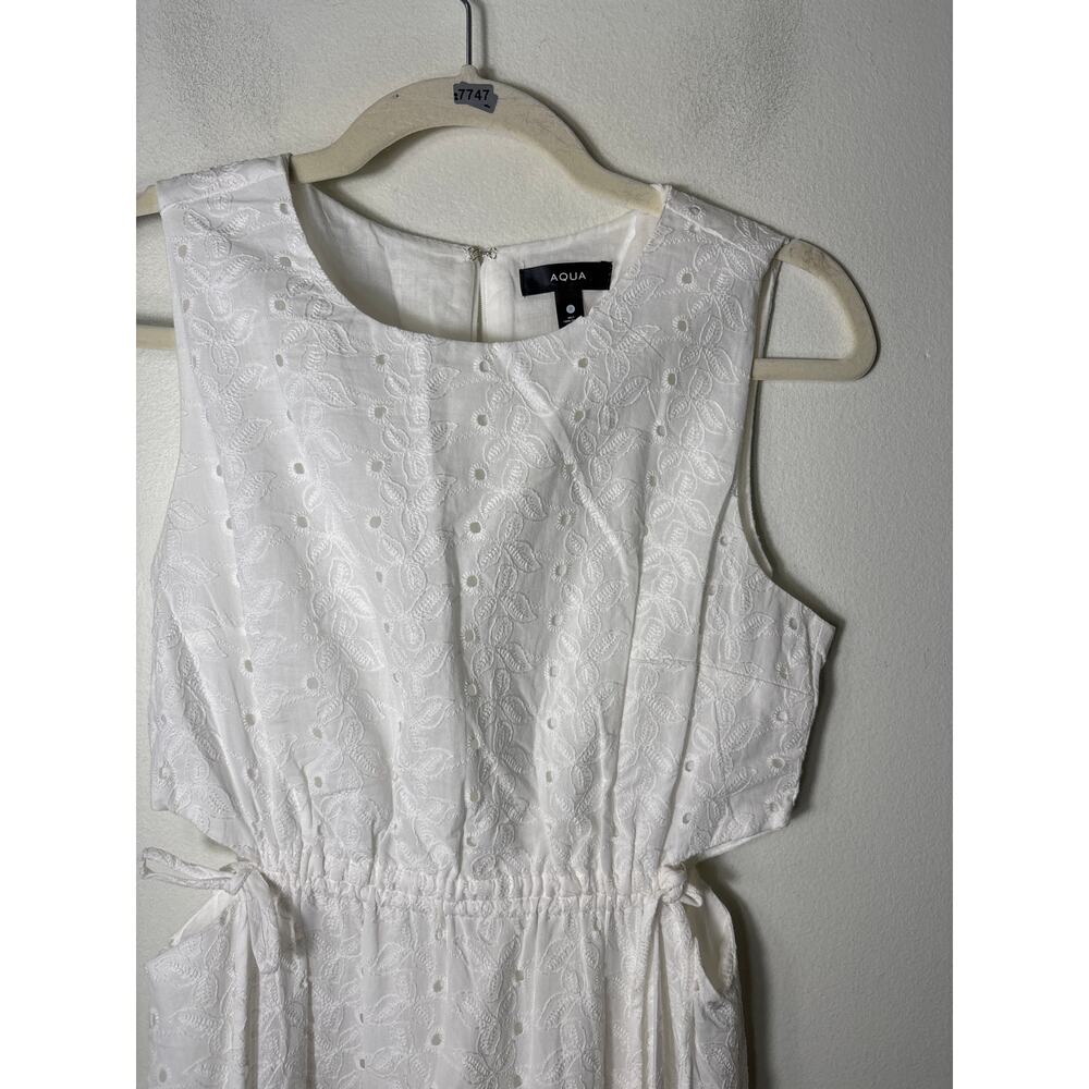 Aqua White Eyelet Side Cut Out Maxi Dress Sz S - Picture 2 of 3